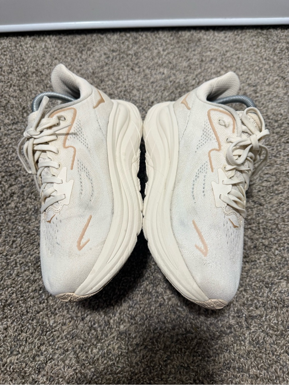 Hoka clifton 10 Cream and Beige Lightweight Running Shoes - Picture 3 of 7
